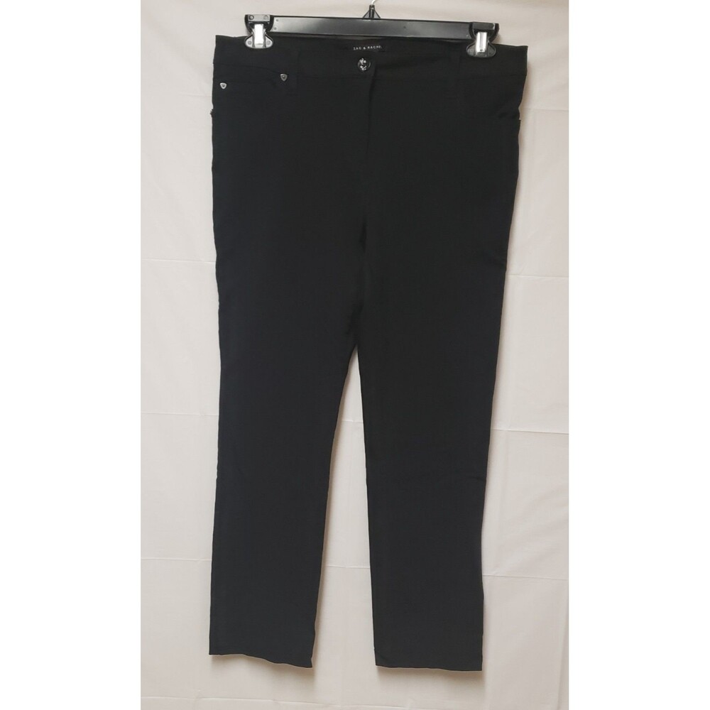 Zac & Rachel Dress Pants Large Black Elastic Stretch Straight Office Career PO E
